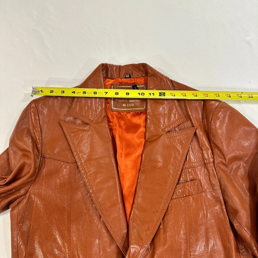 Pierre Fossey Designers Originals Genuine Leather Blazer 42 Brown Vintage Jacket